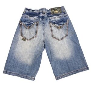 Akademiks True Fit Denim Embroidered Hip Hop Skater Shorts Men's Size 30 Akdmks